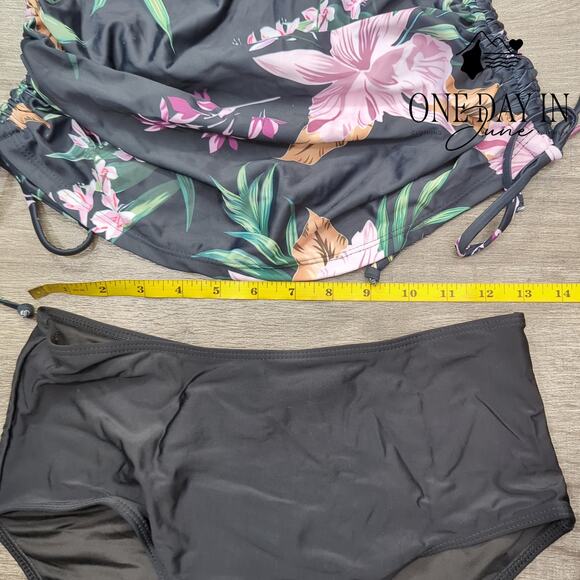 Adisputent Halter Drawstring Tankini Swimsuit Size M - Picture 3 of 5